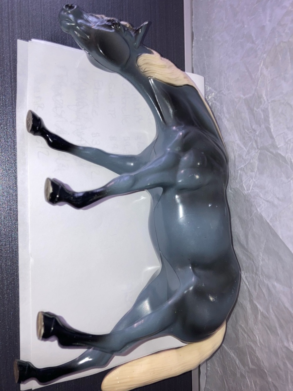 Vintage HARTLAND PLASTICS Blue/Gray w/White/Blonde GRAZING MARE Glossy 1960's - Picture 4 of 4